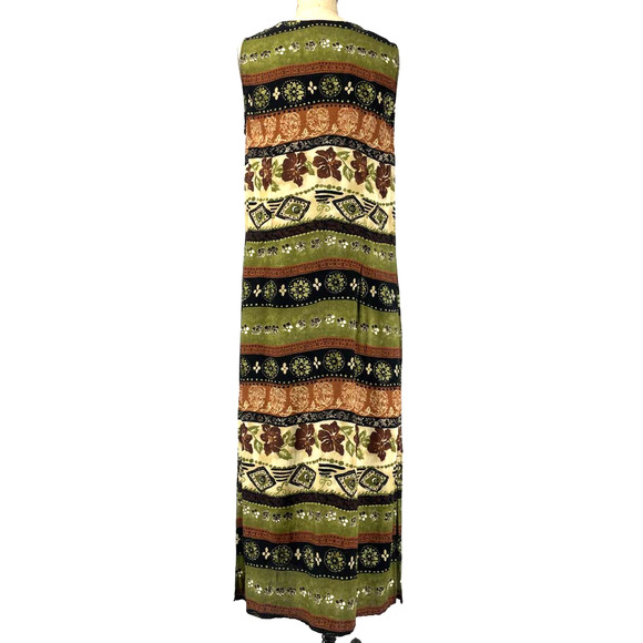 Ease Sport Vintage Tropical Floral Sleeveless Maxi Dress Green Size 12 - Picture 2 of 9